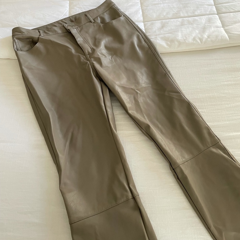 Straight leg leather pants